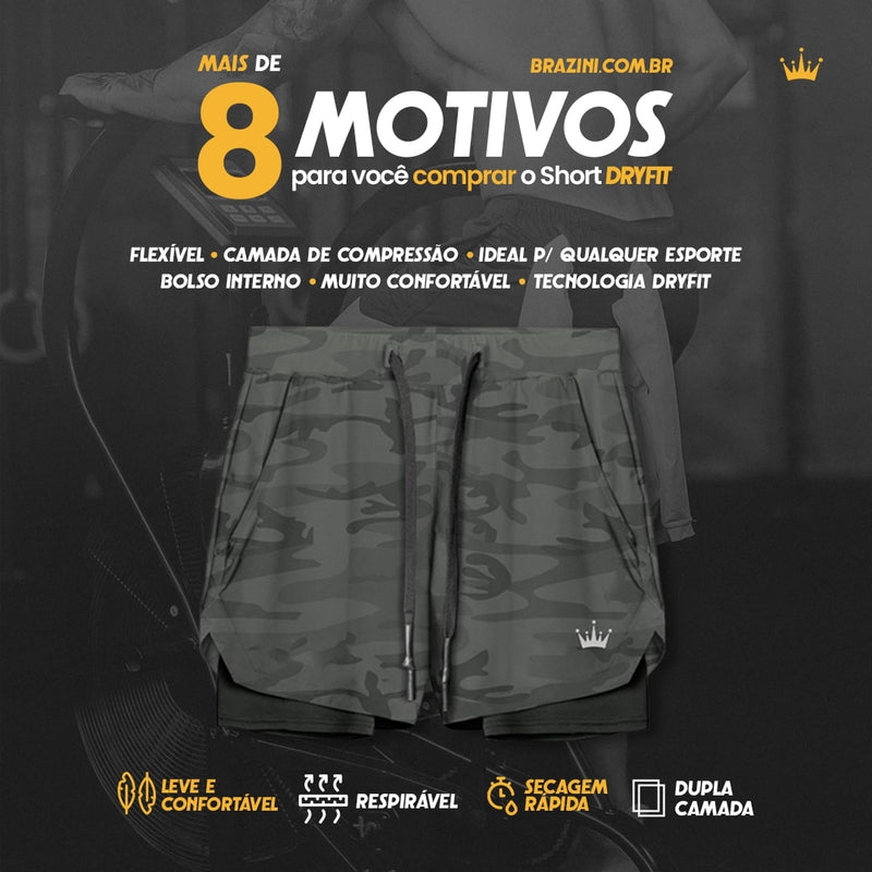 Shorts Dry-Fit™ de Compressão BZN - COMPRE 1 LEVE 2 + Brinde